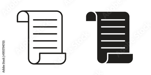 Paper Scroll icon linear vector outline, symbol logo design style
