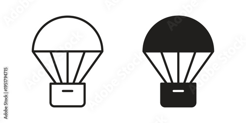 Parachute icon linear vector outline, symbol logo design style