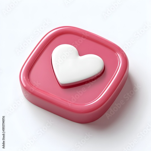 A pink box with a white heart on a plain background