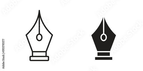 Pen nib icon linear vector outline, symbol logo design style