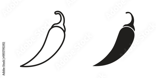 Pepper hot icon linear vector outline, symbol logo design style