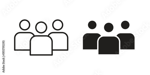 people icon linear vector outline, symbol logo design style