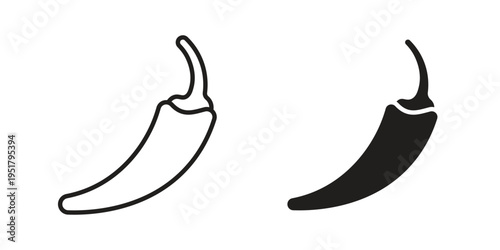 Pepper icon linear vector outline, symbol logo design style