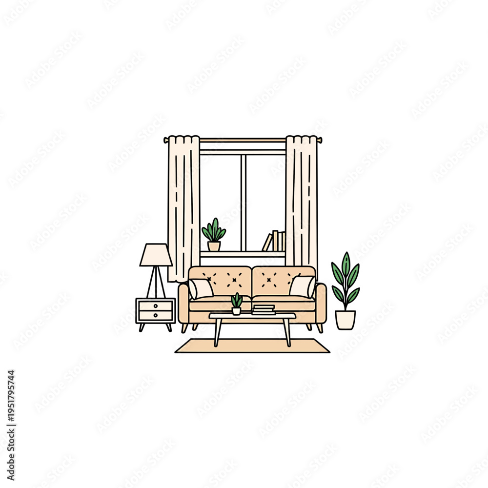 Fototapeta premium Cozy Minimalist Living Room Interior Scene