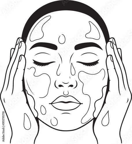 A woman applying face cream