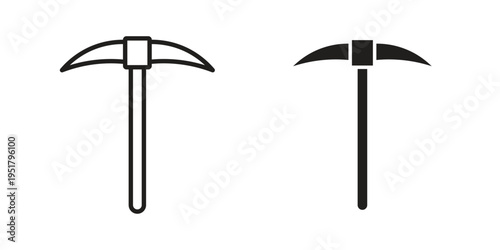 Pickaxe icon linear vector outline, symbol logo design style