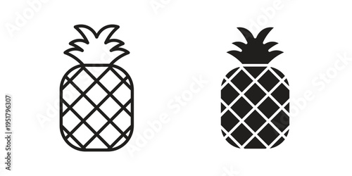 Pineapple icon linear vector outline, symbol logo design style