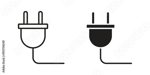 Plug icon linear vector outline, symbol logo design style