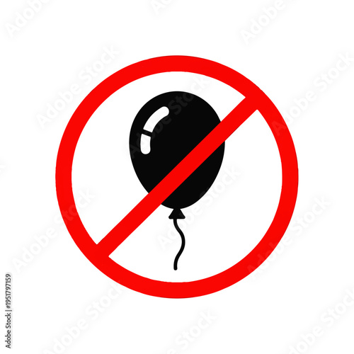 Prohibition of Balloon: A clear and concise symbol of no balloons inside red circle indicates restricted access.