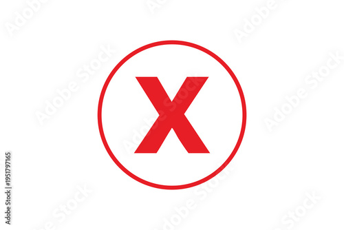 Red close circle outline icon – cancel error wrong symbol thin line flat design vector