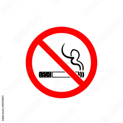 Prohibition Sign: A bold, red no smoking sign, a clear message prohibiting smoking, conveying a strong message of health awareness and safety.