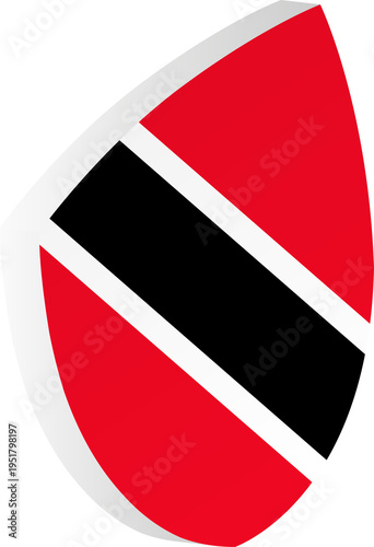 Free Download 3D Trinidad and Tobago Flag Shield in Isometric Rugby Ball Shape - GFXLoad