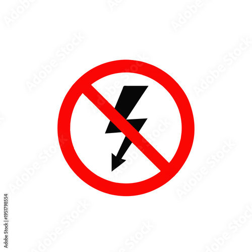 Free Download Electric Hazard Warning: A stark red circle with a slash through a lightning bolt communicates an immediate warning, a universal symbol against electrical danger and potential risk.  - GFXLoad