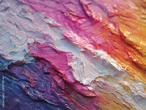 Colorful Paint Texture Displayed on Canvas in Vibrant Shades and Patterns