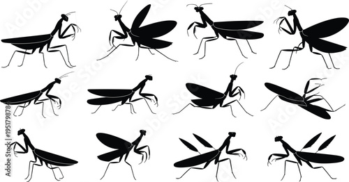 Black stylized bird set in a grid pattern with white background black birds stylized bird silhouettes