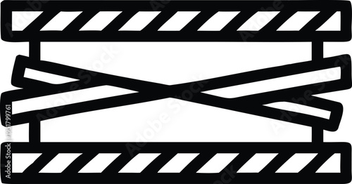 Construction Site Safety Barrier with Crossed Tape Warning Symbol