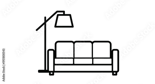 Minimalist living room scene with a floor lamp and sofa silhouette