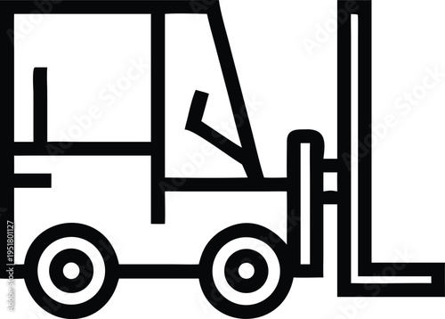Essential logistics forklift vehicle outline icon demonstrating efficient warehouse material transport