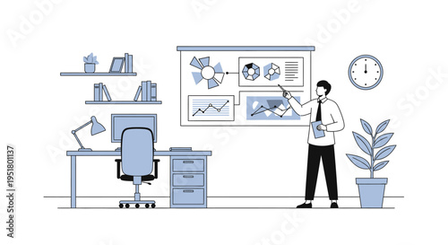 Data-Driven Strategic Planning Illustration for B2B Agency Performance Reports