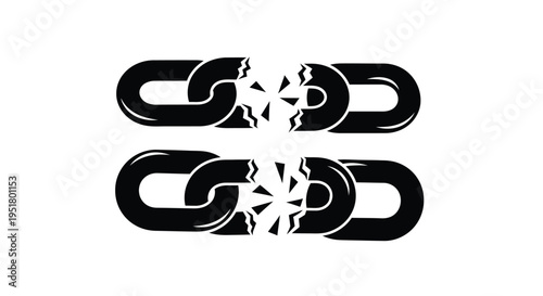 Broken chain links graphic design representing freedom and disruption silhouette