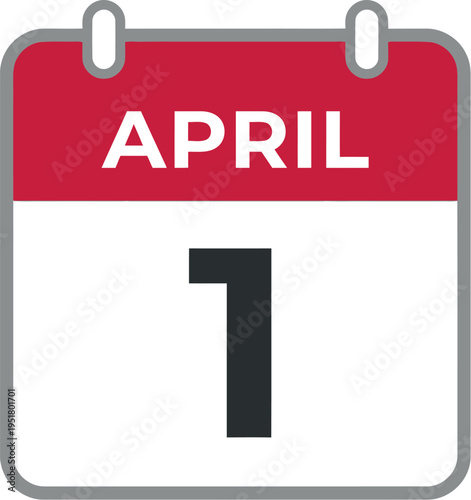 April 1st calendar icon for scheduling apps event planning April Fools Day announcements and seasonal date reminder UI design assets