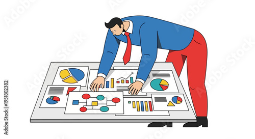 Strategic business analyst reviewing data visualizations for marketing campaign performance and ROI optimization