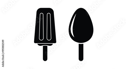 Two frozen treats a popsicle and an ice cream in silhouette