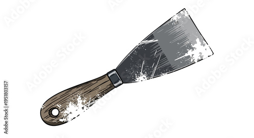 Paint Scraper Tool with Wooden Handle