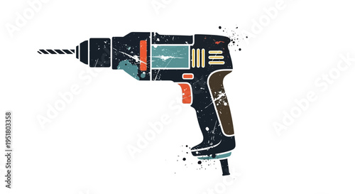 Vintage drill with splatter effect