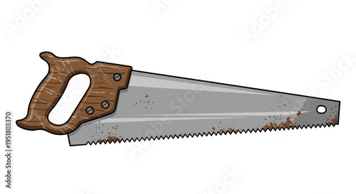 Vintage Hand Saw Isolated on White Background