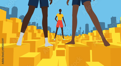 Ambitious Black Professionals Navigating Strategic Growth and Scalability in a Vibrant Corporate Memphis Cityscape