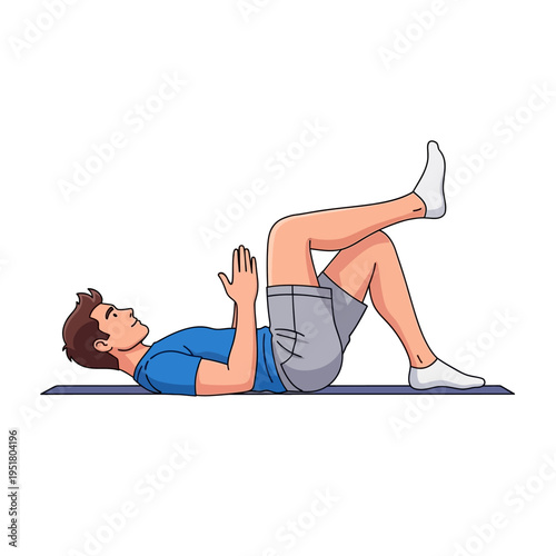 Man Performing Bird Dog Exercise on Yoga Mat for Core Strength and Balance