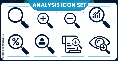 Analysis icon set for business and data visualizationAnalysis icon set for business and data visualization