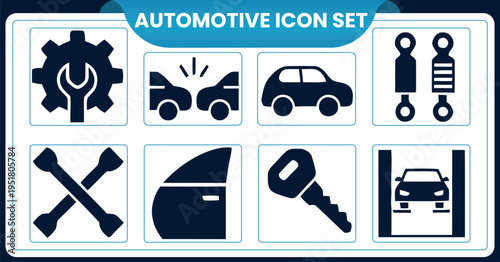 Automotive icon set for car maintenance and repairAutomotive icon set for car maintenance and repair