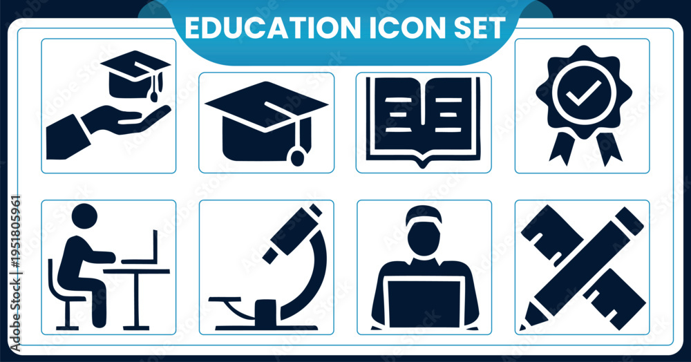 Fototapeta premium Education icon set for learning and academic conceptsEducation icon set for learning and academic concepts