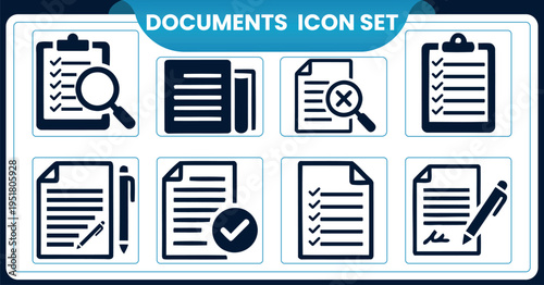 Documents icon set for organization and productivityDocuments icon set for organization and productivity