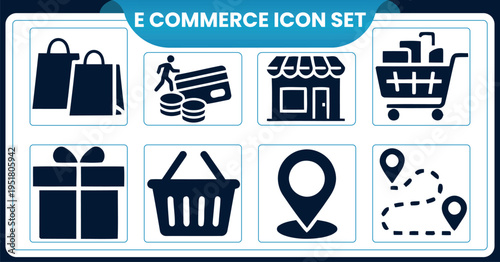 E commerce icon set for online shopping and retailE commerce icon set for online shopping and retail