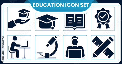 Education icon set for learning and academic conceptsEducation icon set for learning and academic concepts
