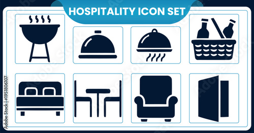 Hospitality icon set for hotels and restaurantsHospitality icon set for hotels and restaurants