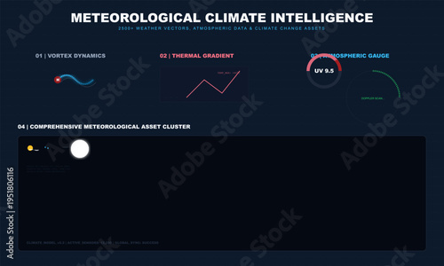 Advanced Climate Intelligence Dashboard Displaying Real-time Weather Data, Global Atmospheric Analytics Technology Interface.