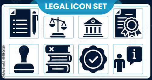 Legal icon set for law and justice symbolsLegal icon set for law and justice symbols