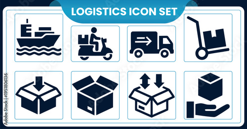Logistics and shipping icons setLogistics and shipping icons set
