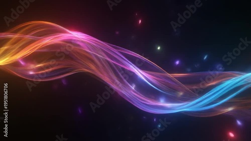 Abstract flowing lines of vibrant colors on a dark background