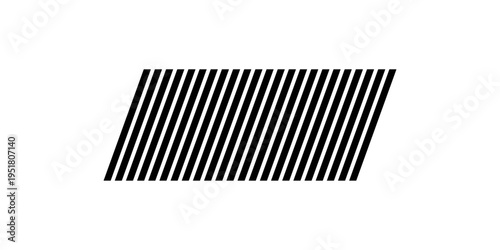 Slash lines pattern. Border with tilted parallel stripes. Embroidery ornament with slanted stitches on white background. Geometric print for caution tape or barrier. Vector graphic illustration.