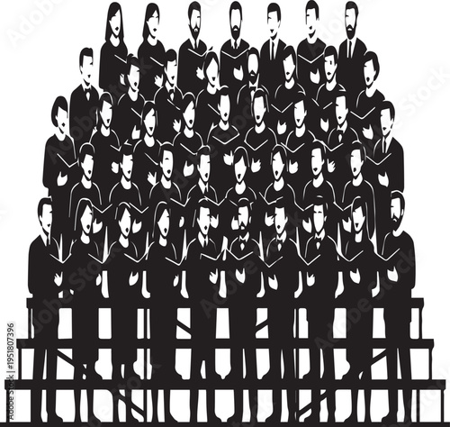 Choir Singers Standing in Rows Silhouettes LOW COMPETITION