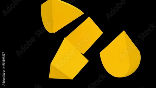 Abstract geometric yellow shapes against black background for design