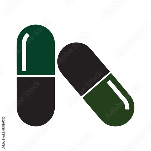 Medical pill capsules silhouette icon isolated 