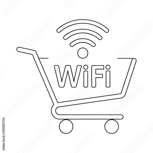 Shopping cart with wifi symbol for online shopping and e commerce concept