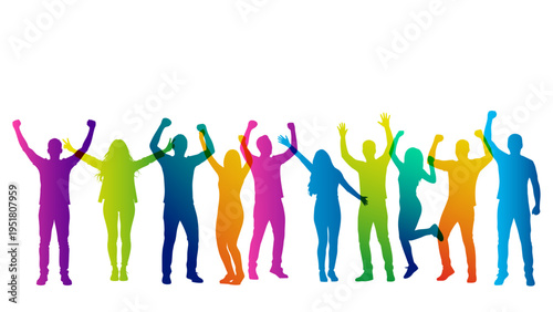 sagome, silhouette, gruppo di persone, felici, gioia, felicità, persone, gente felice, buon umore