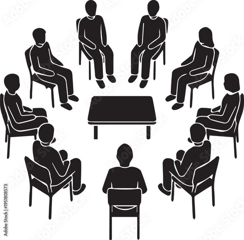 People Sitting in Circle for Support Group Silhouettes LOW COMPETITION